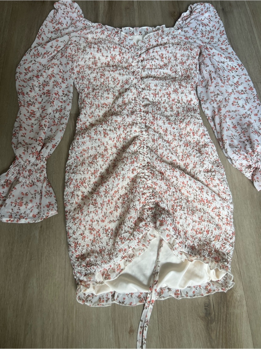 Miss Lola White Mini Dress with Peach Floral Print